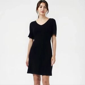 Talbots Black Sheath Mini Dress Scoop Neck Short Sleeve